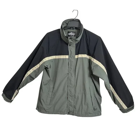 Vintage White Sierra Mens XL Windbreaker Jacket Green & Black Lightweight - Picture 2 of 7